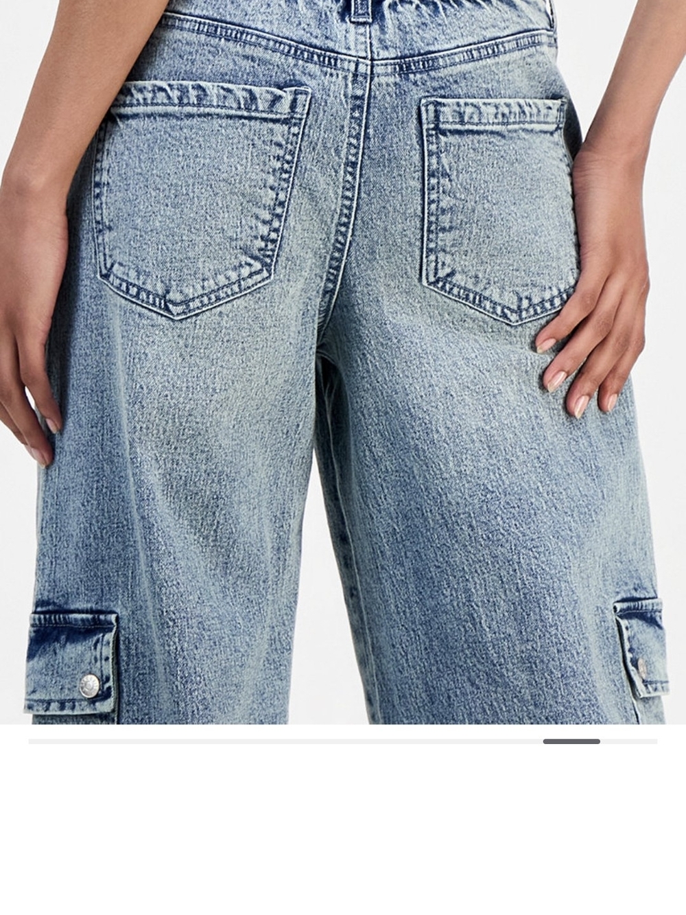 NWT Wide Leg Cargo Denim Jeans - Light Blue - Picture 10 of 11